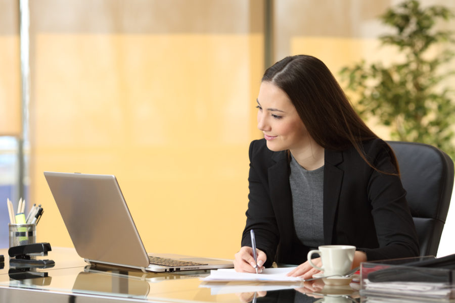 female recruiter analyzing an applicant's personality test results